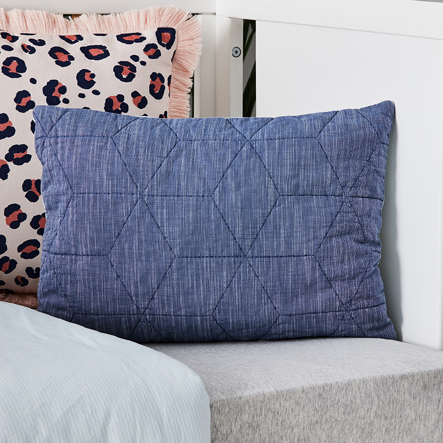 Bodhi Quilted Indigo Cot Quilt Cover Set Adairs