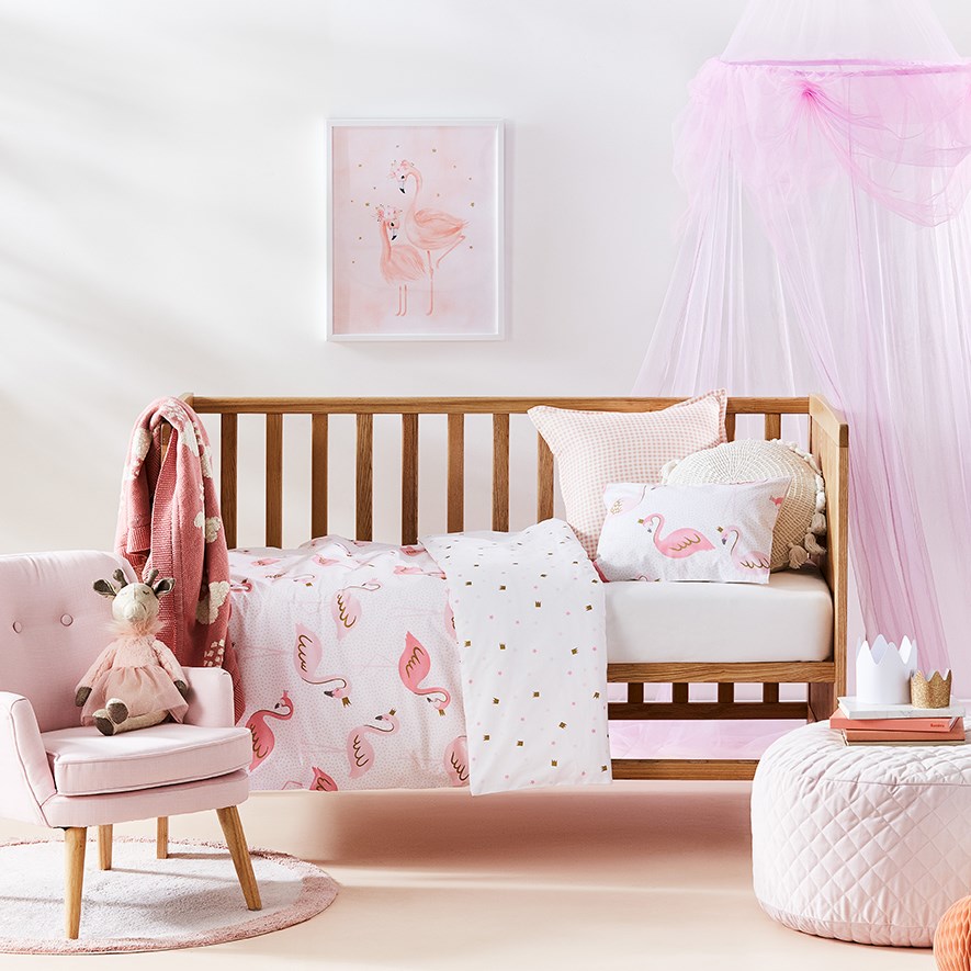 Flamingo Queen Pink Cot Quilt Cover Set Adairs