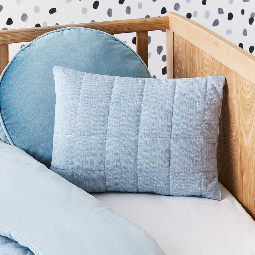 Phoenix Quilted Light Blue Cot Quilt Cover Set Adairs