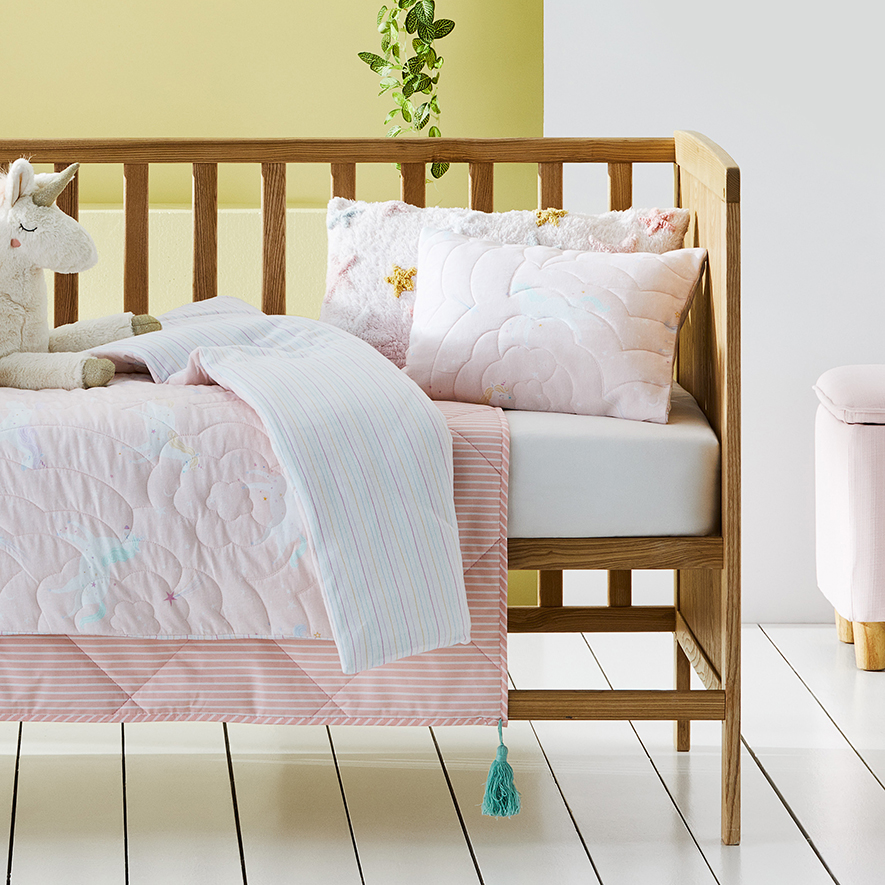 Milly's Unicorn Quilted Pink Cot Quilt Cover Set Adairs