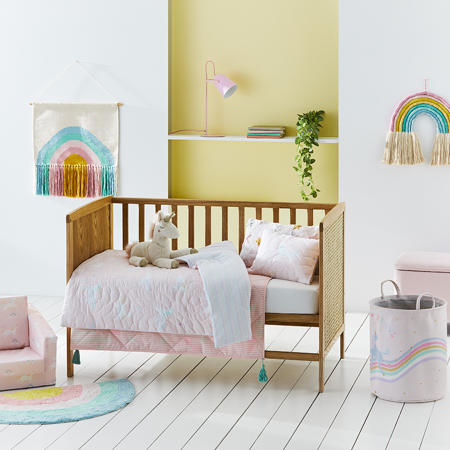 Milly's Unicorn Quilted Pink Cot Quilt Cover Set Adairs