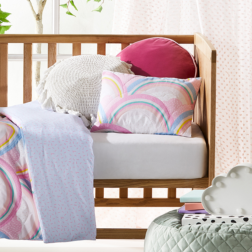 Rainbow Quilted Cot Quilt Cover Set Adairs