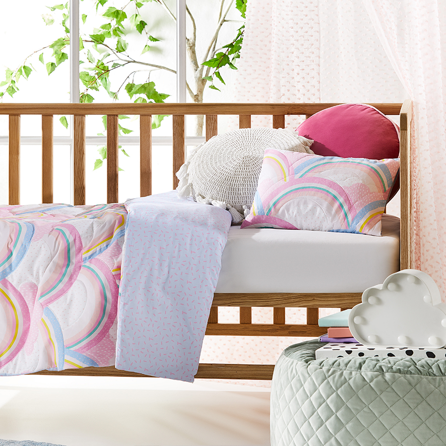Rainbow Quilted Cot Quilt Cover Set Adairs