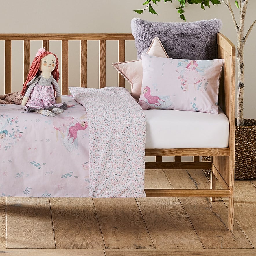 Enchanted Fairy Muted Pink Cot Quilt Cover Set Adairs