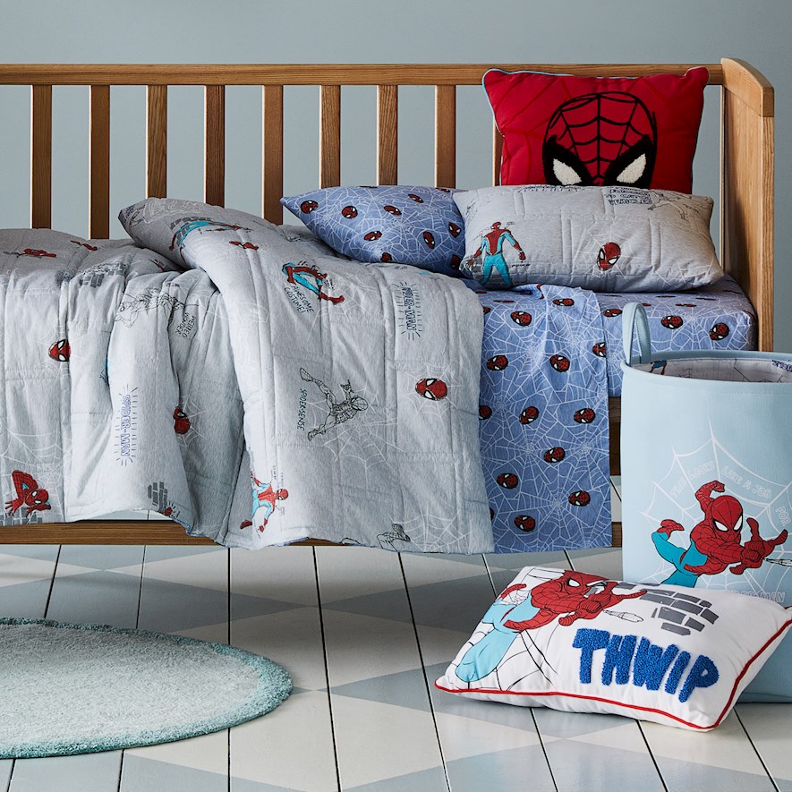 Marvel Spider Man Spider Sense Quilted Cot Quilt Cover Set Adairs