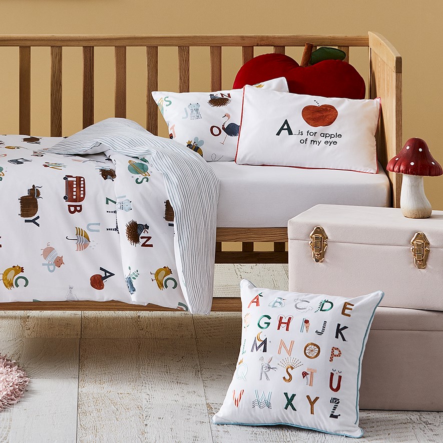 A is for Apple Organic Cotton Cot Quilt Cover Set Adairs