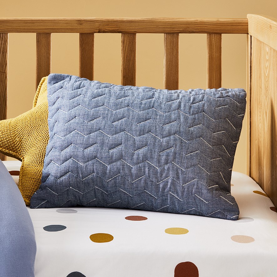 Oliver Denim Quilted Cot Quilt Cover Set Adairs