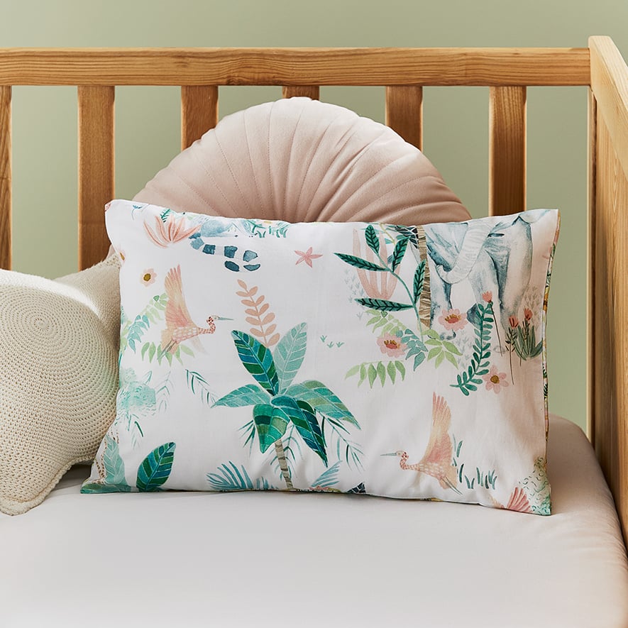 Hidden Jungle White Cot Quilt Cover Set Adairs