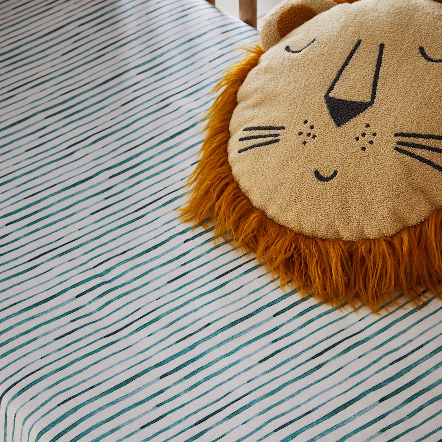 Watercolour Green Stripe Flannelette Cot Fitted Sheet Adairs