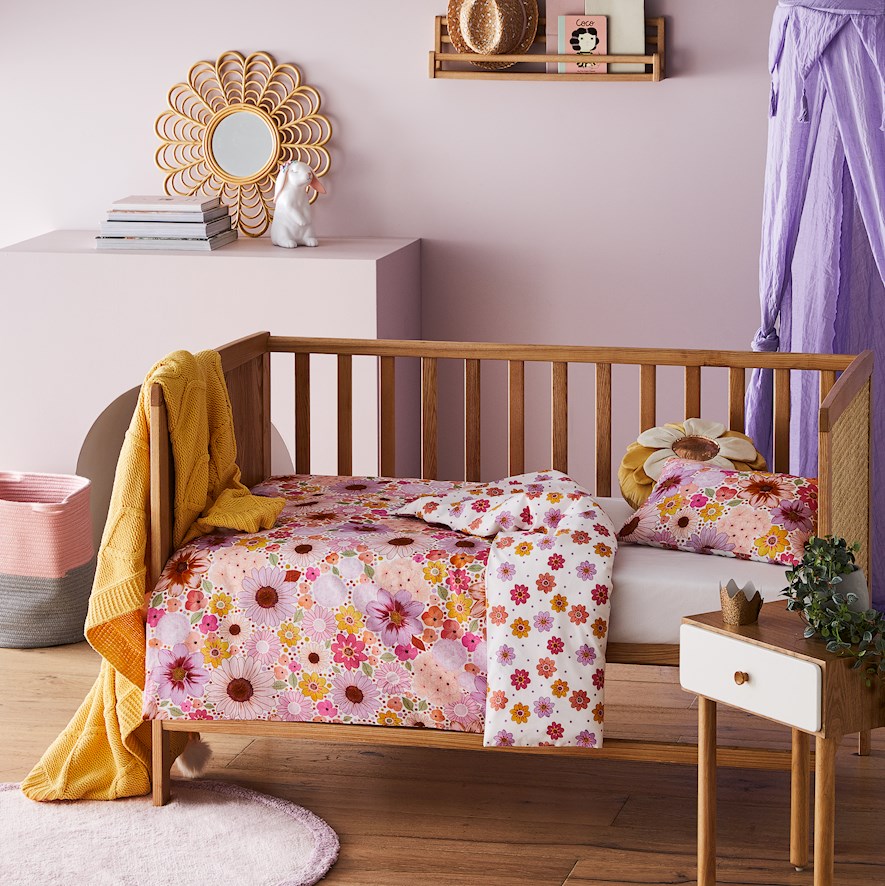 Marigold Pink Cot Quilt Cover Set Adairs