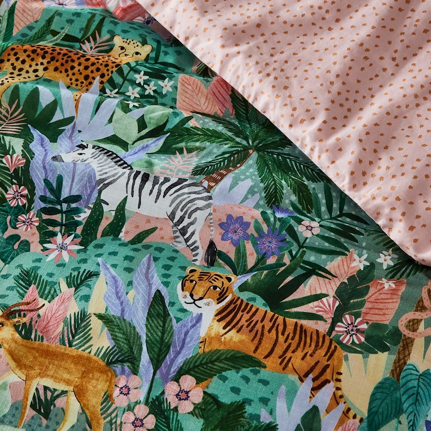 Jessie Jungle Multi Cot Quilt Cover Set Adairs