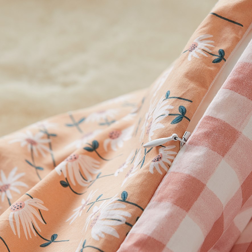 Daisy Stem Stonewashed Mustard Cot Quilt Cover Set Adairs