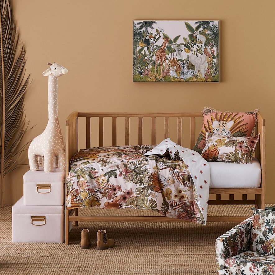 Dreamy Jungle Blush Cot Quilt Cover Set Adairs