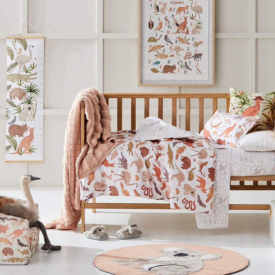 Australiana Animals Rust Cot Quilt Cover Set Adairs