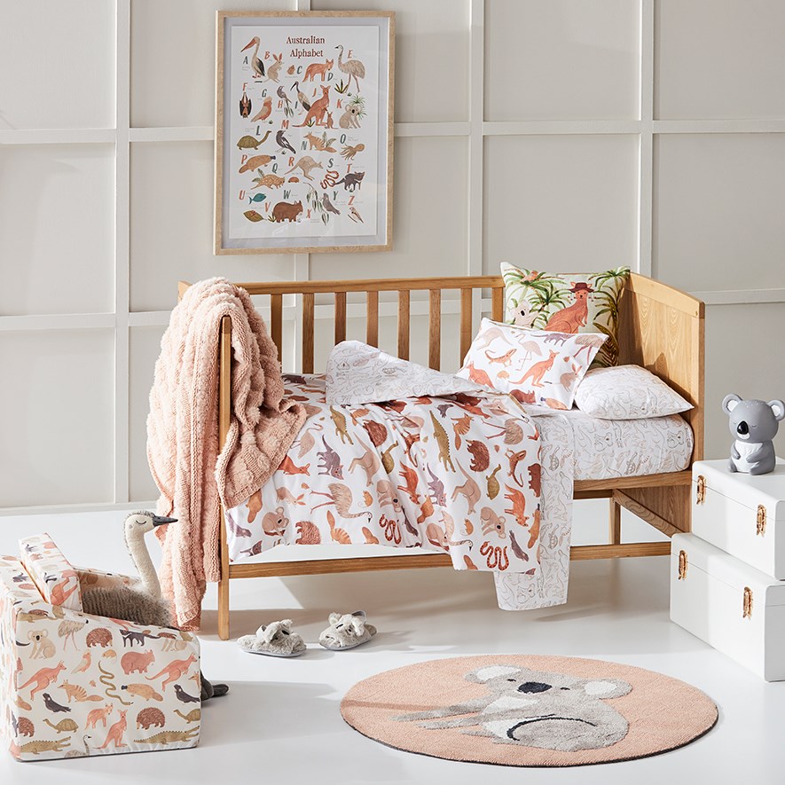 Australiana Animals Rust Cot Quilt Cover Set Adairs