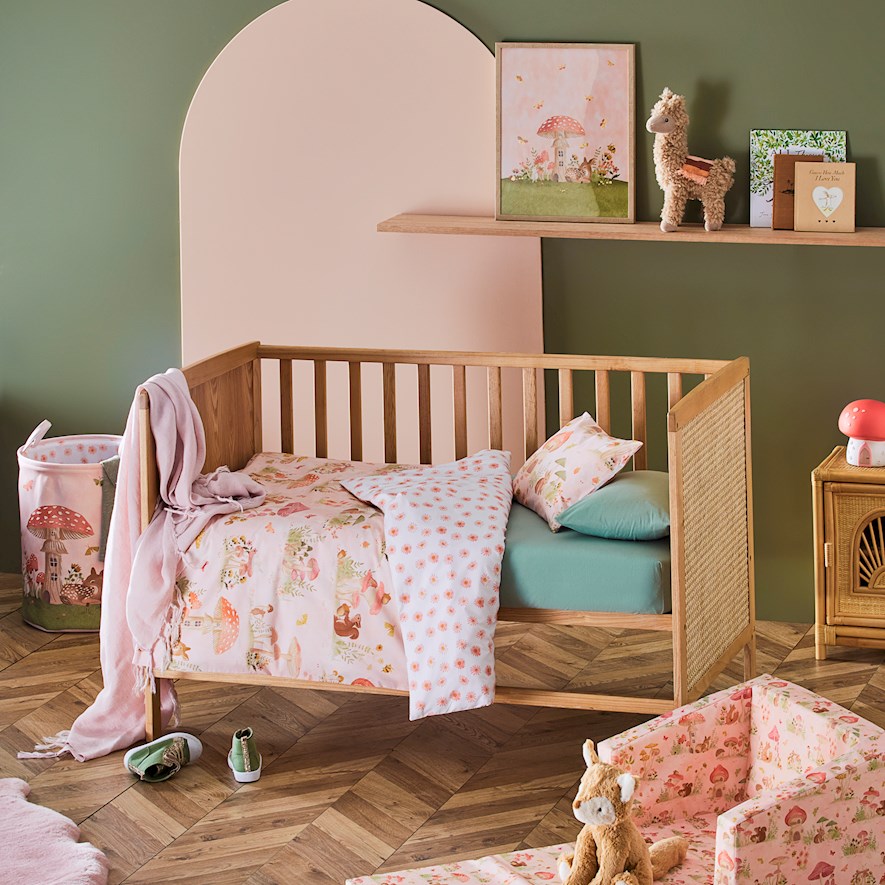 Toadstool Village Pink Cot Duvet Cover Set Adairs
