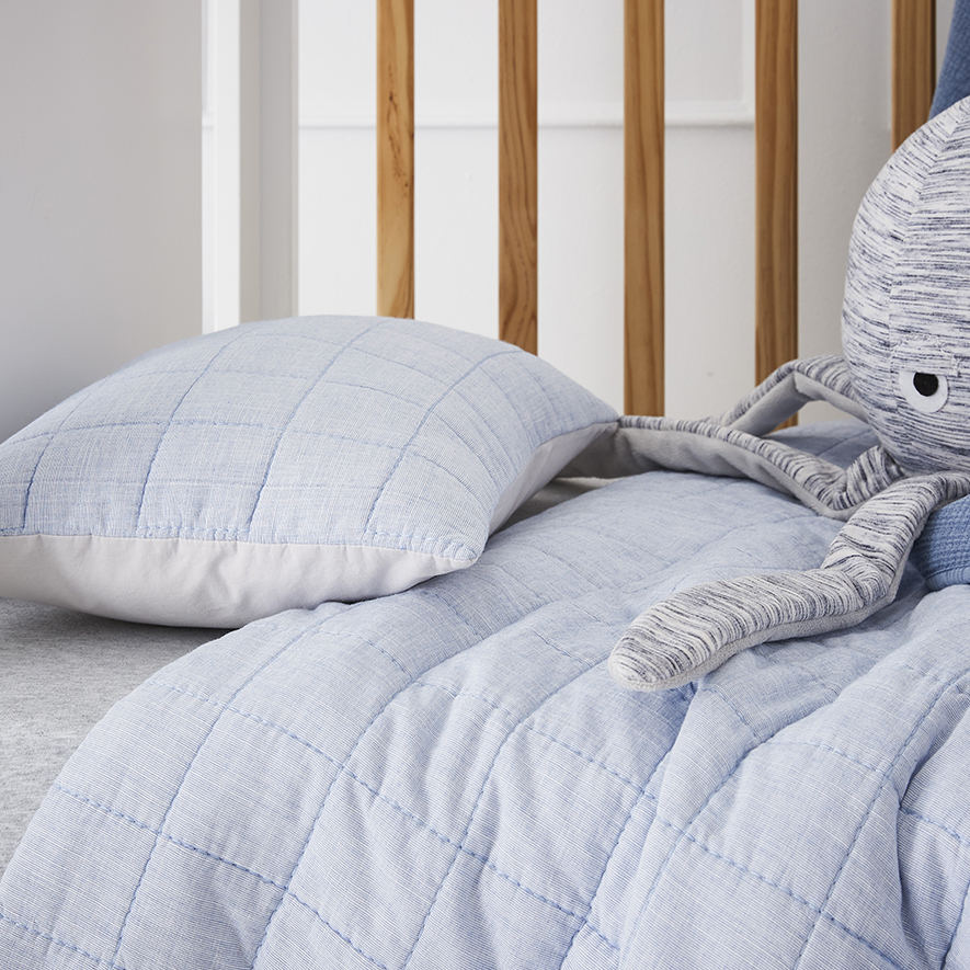 Levi Quilted Cot Quilt Cover Set Adairs