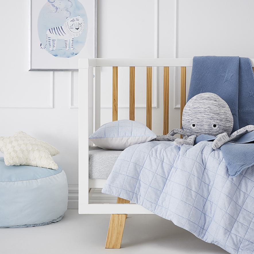 Levi Quilted Cot Quilt Cover Set Adairs