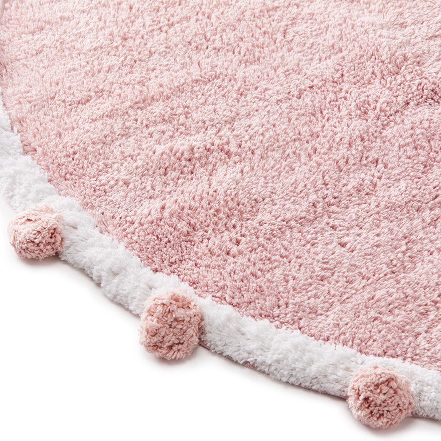 Adairs Baby Rose Pink Pom Pom Round Rug Adairs