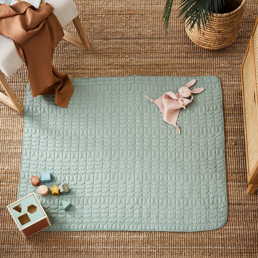 Vintage Washed Linen Quilted Eucalyptus Play Mat Adairs