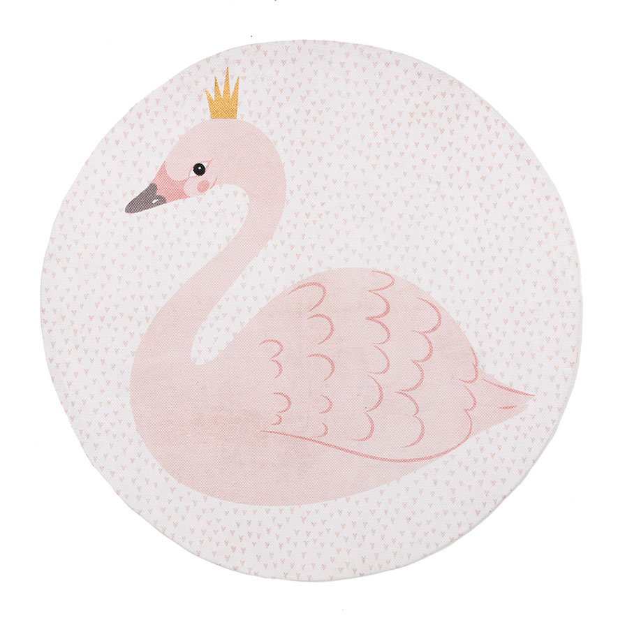 Decorative Printed Floor Rug Round Pink Swan Adairs