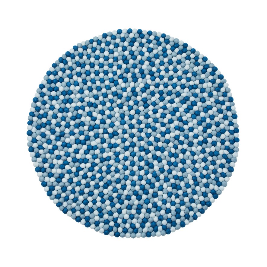 Designer Blue Freckle Felt Round Rug | Adairs