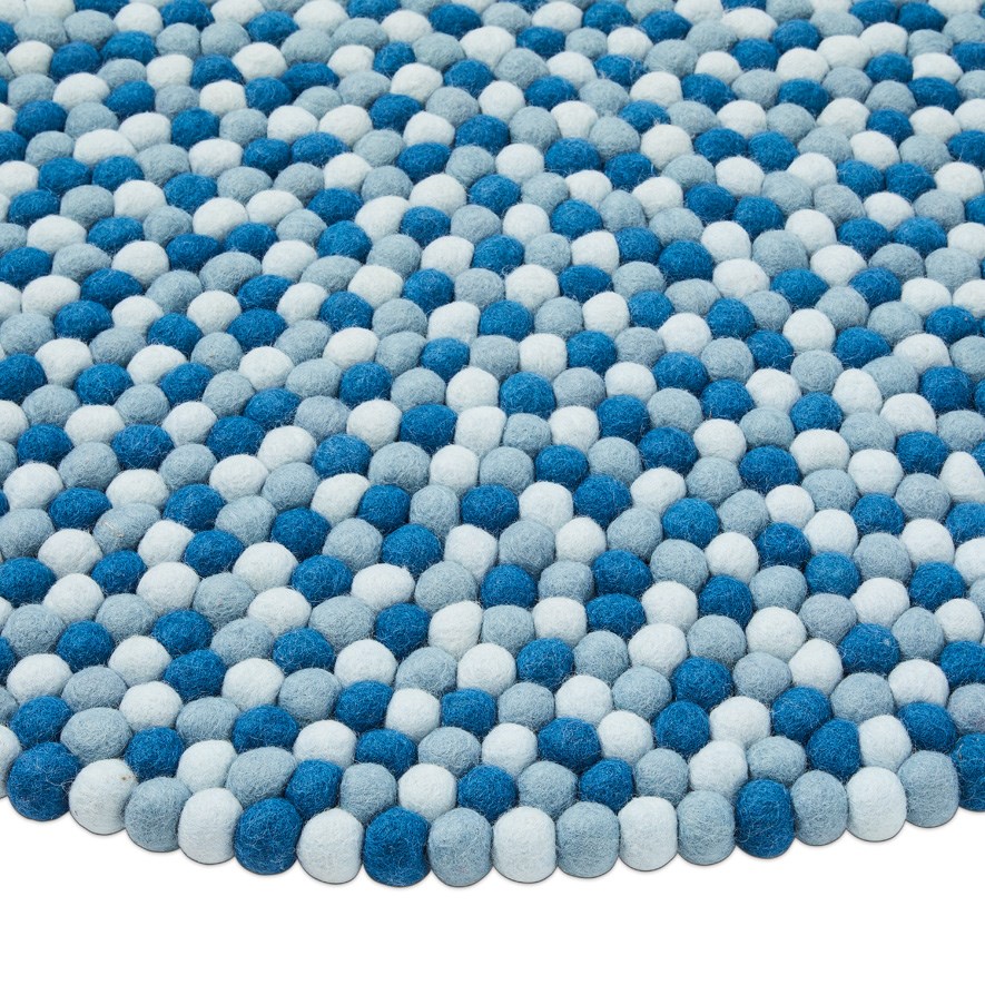 Designer Blue Freckle Felt Round Rug | Adairs