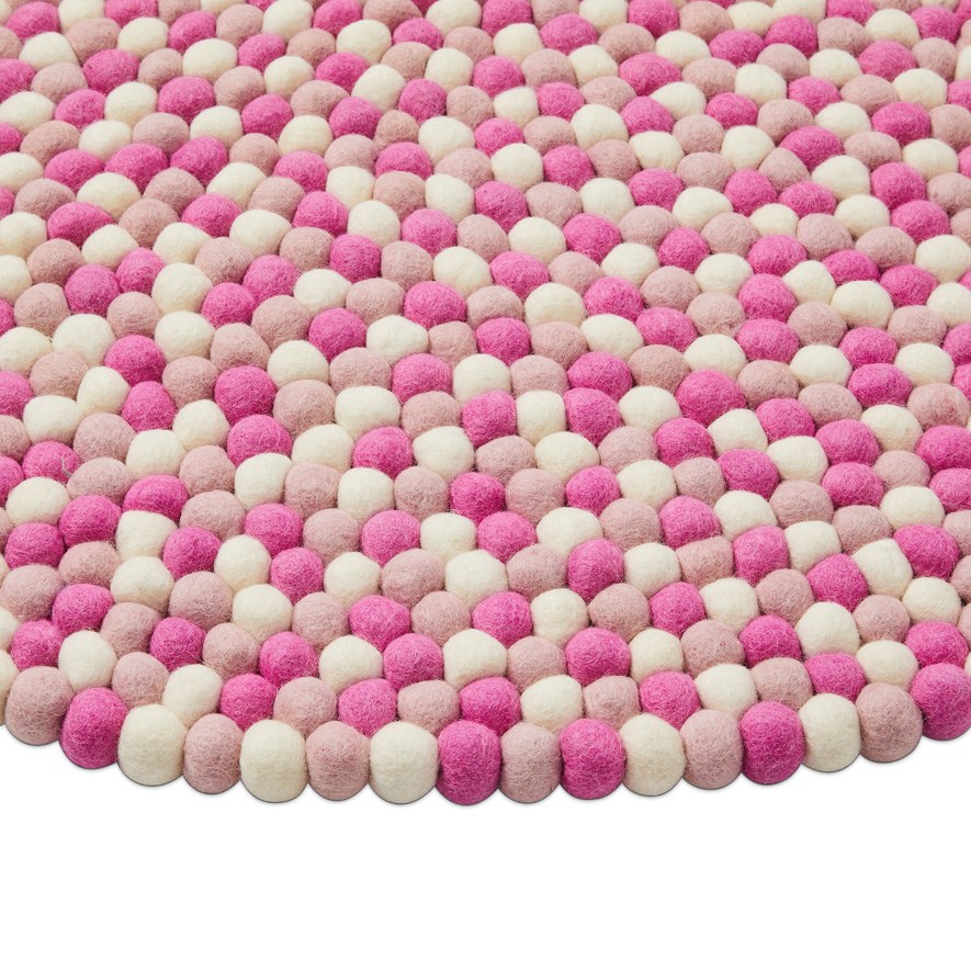 Designer Pink Freckle Felt Round Rug | Adairs
