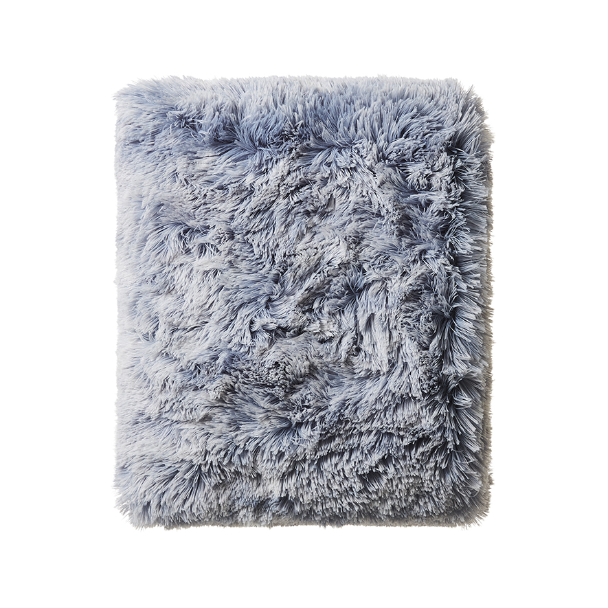 Adairs Kids Kingston Faux Fur Throw Ash Blue Adairs