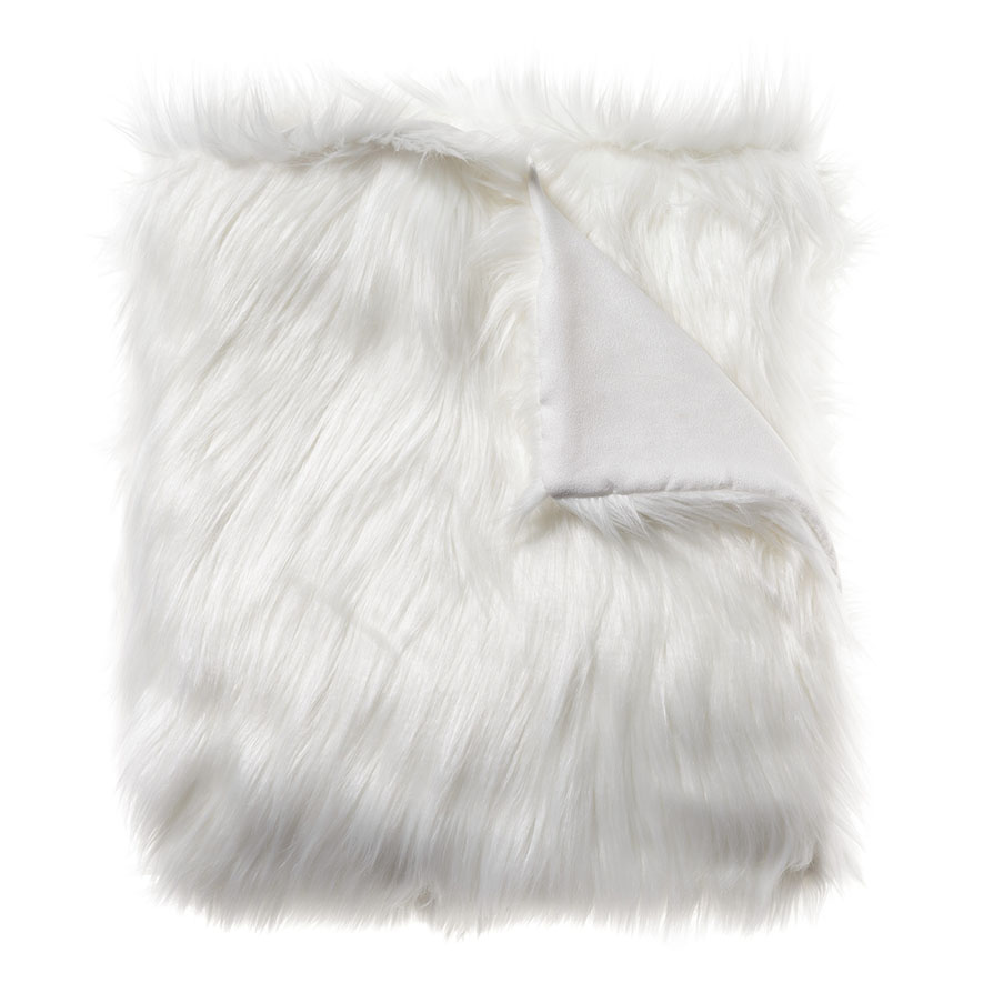 Whistler Faux Fur White Throw Adairs