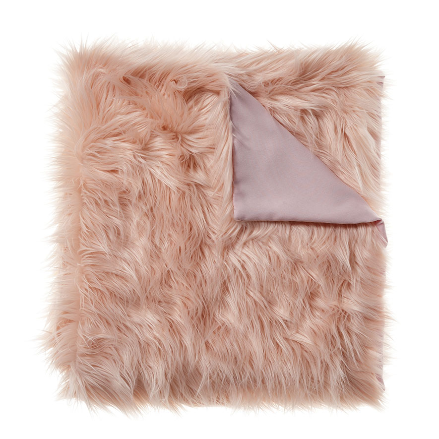 Whistler Faux Fur Pale Pink Throw Adairs