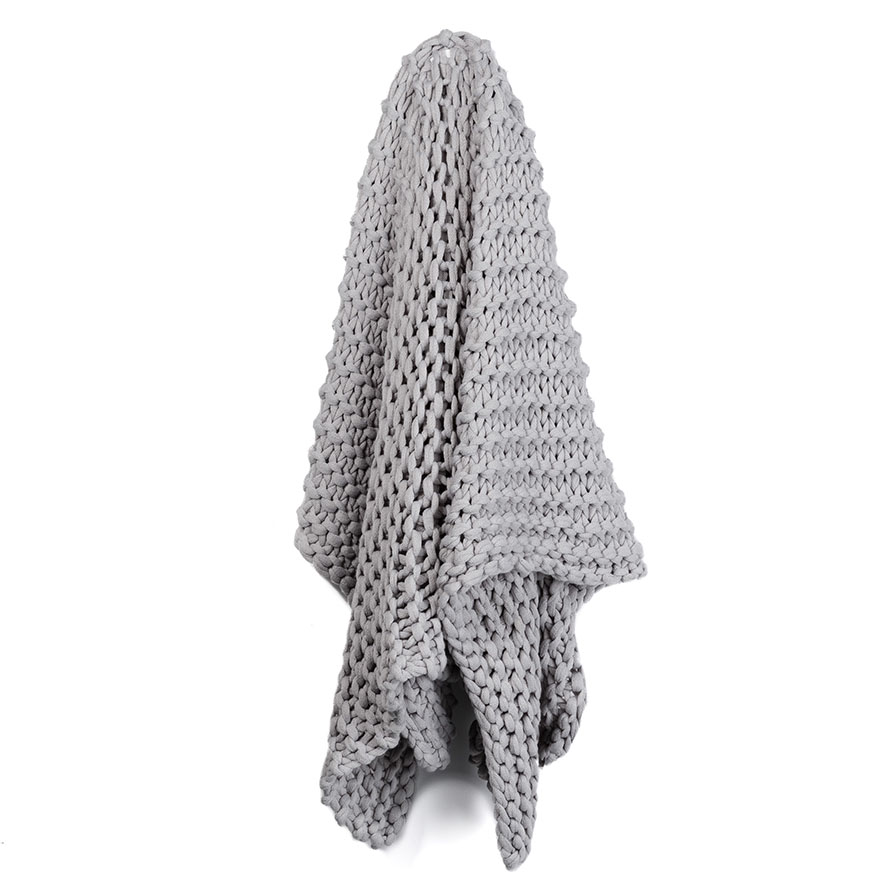 Kennedy Knit Range Throw 120x140cm Pale Grey Adairs