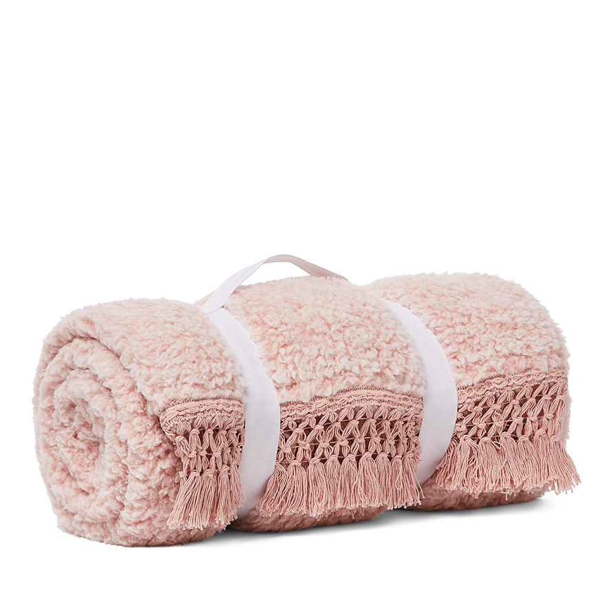 Brooklyn Sherpa Throw Pink Adairs