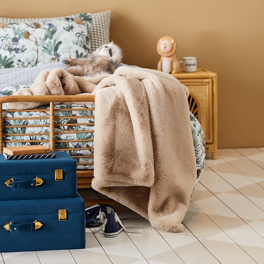 Faux Rabbit Natural Fur Throw Adairs