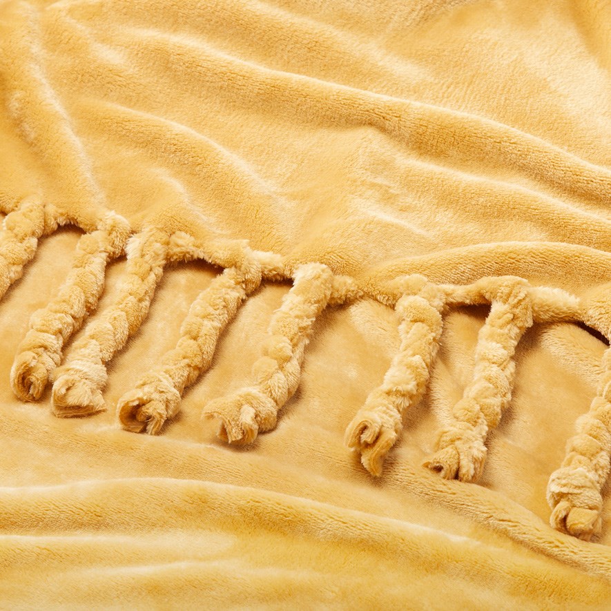 Bailey Mustard Tassel Throw Adairs