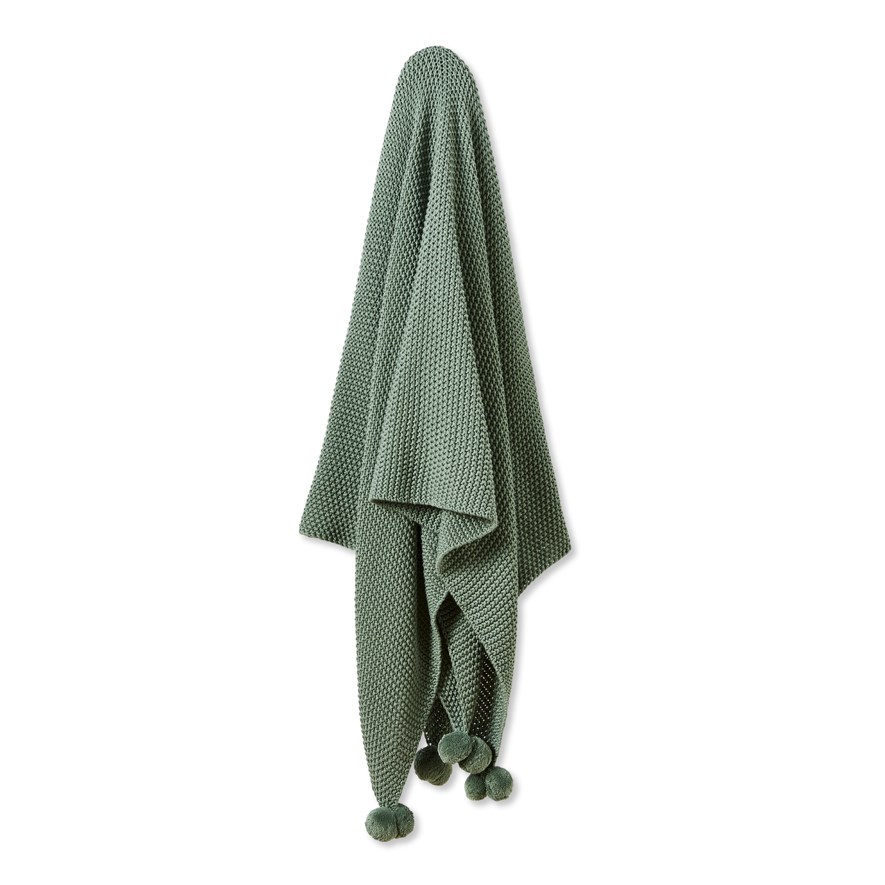 Adairs Kids Billie Cotton Moss Green Throw Adairs
