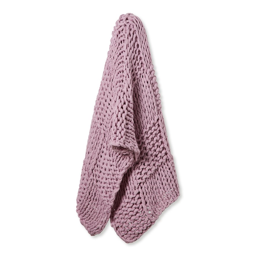 Adairs Kids Chunky Lilac Knit Grid Throw Adairs