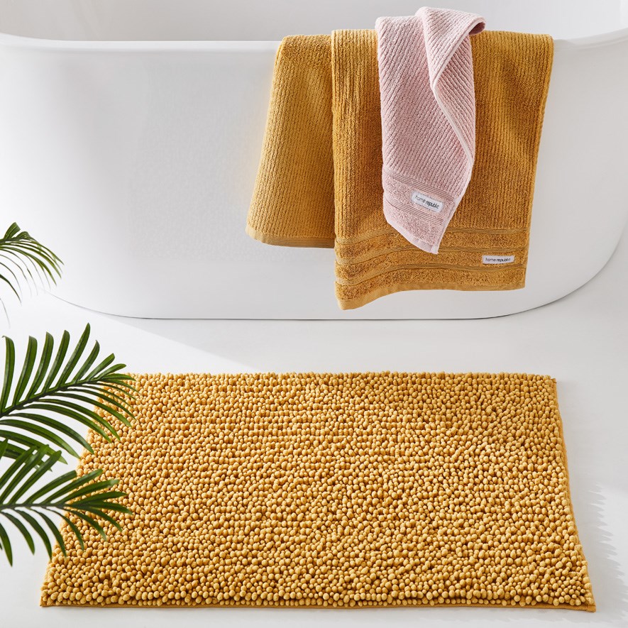 Microplush Mustard Bobble Bath Mat Adairs