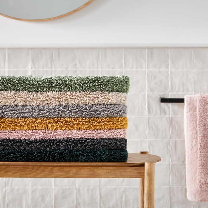 Nicola Dusty Pink Combed Cotton Bath Mat Range