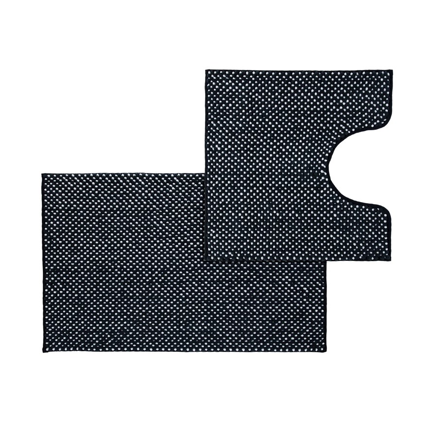 Microplush Bobble Charcoal Contour & Bath Mat Adairs