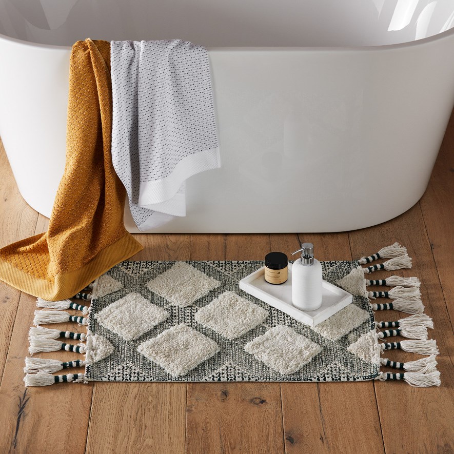 Marlin Tufted Forest & Ivory Bath Mat Adairs