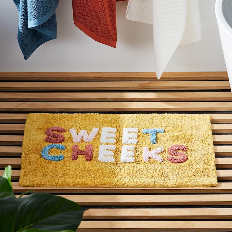 Sweet Cheeks Mustard & Multi Bath Mat Adairs