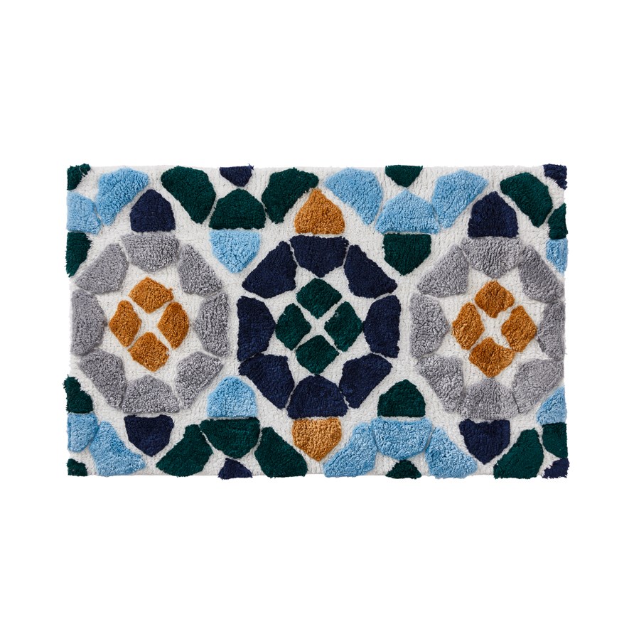 Morocco Navy & Grey Bath Mat Adairs