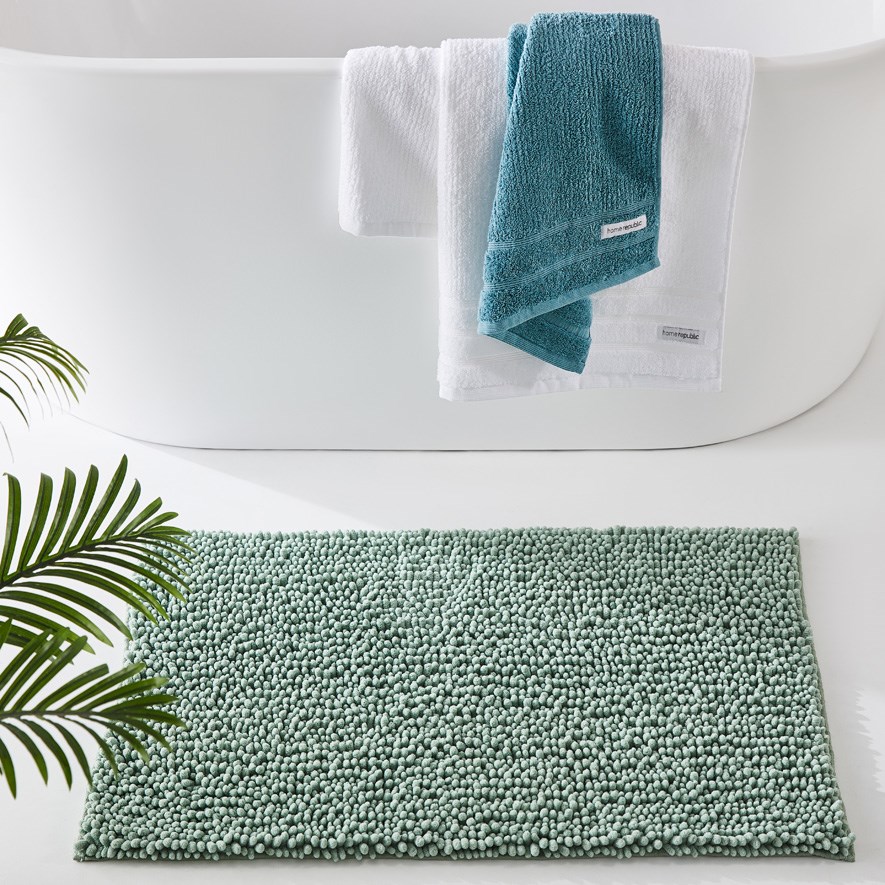 Microplush Eucalyptus Bobble Bath Mat Adairs
