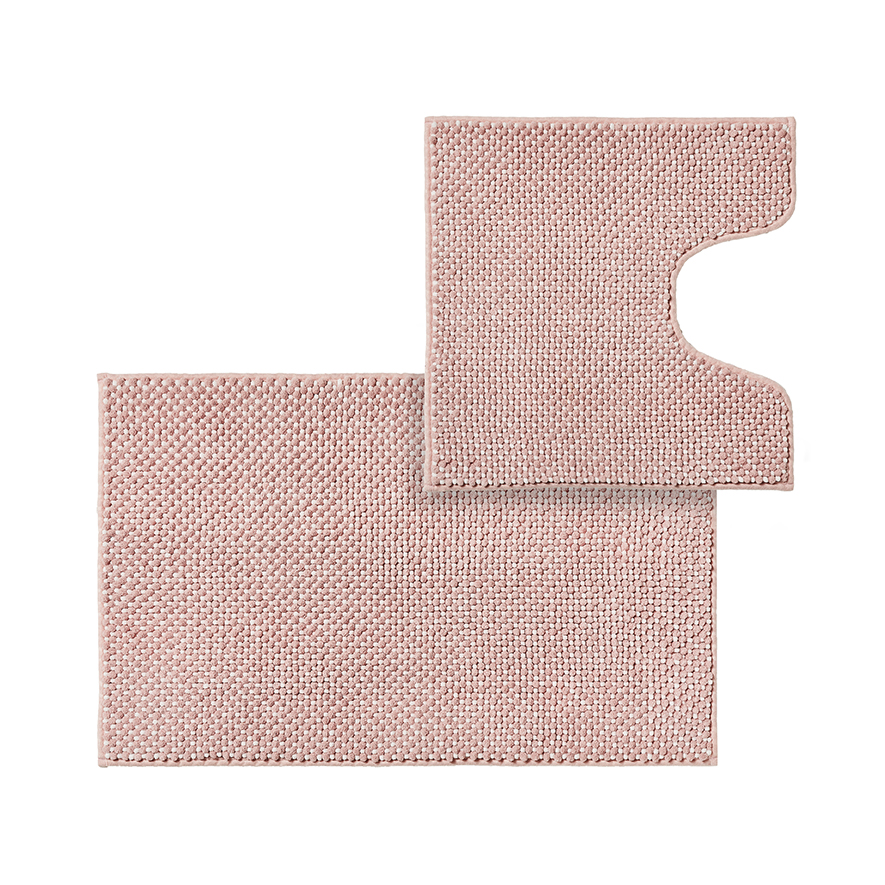 Microplush Bobble Pink Contour & Bath Mat Adairs