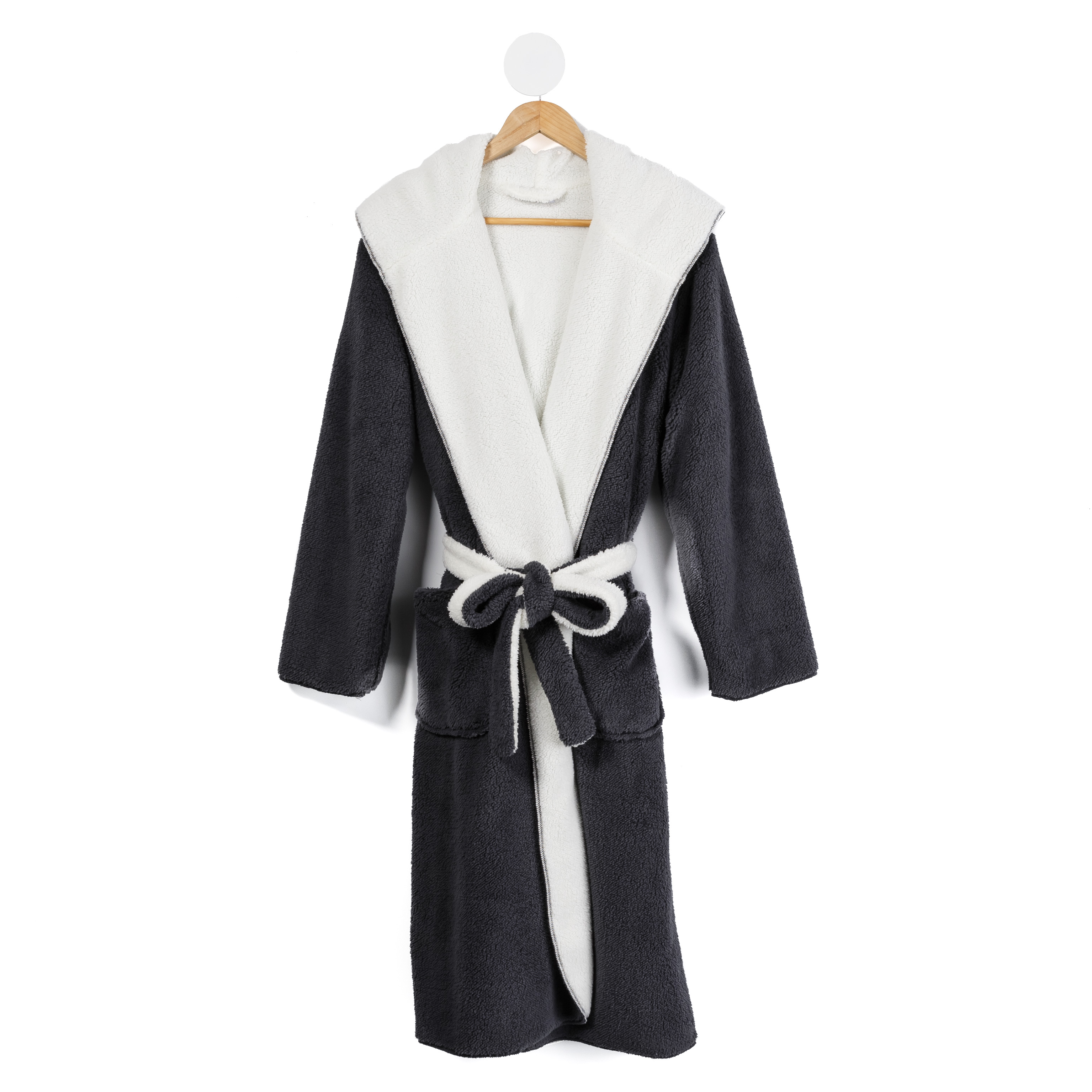 Printed Sherpa Earth Check Hooded Robe | Adairs