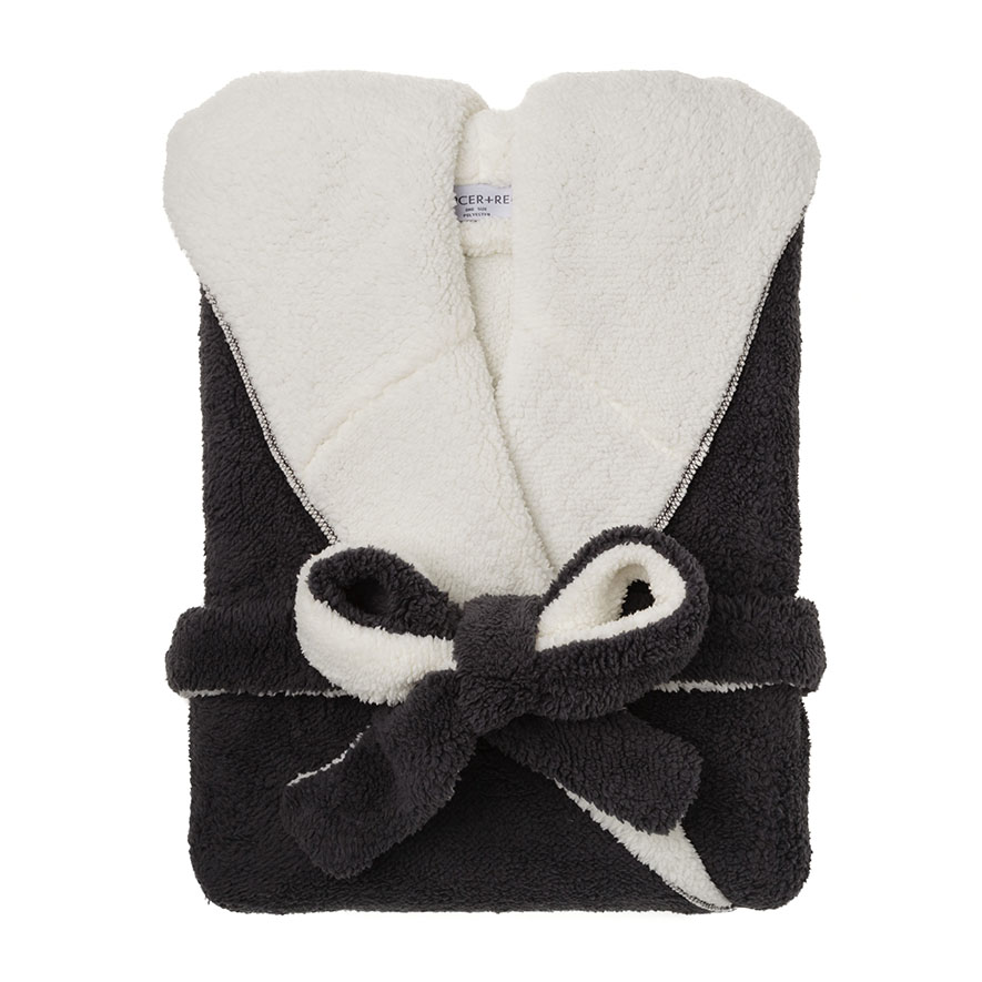 Sherpa Coal Hooded Bathrobe Bathroom Bath Robes Adairs Online