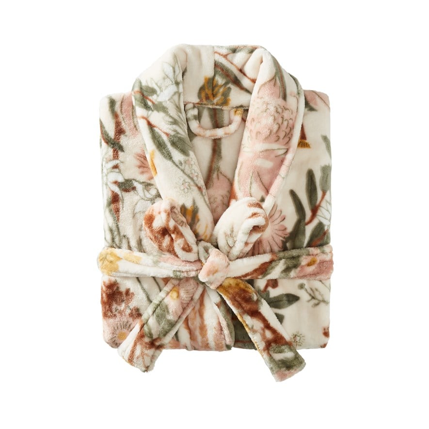 Printed Natural Bushlands Bathrobe Adairs