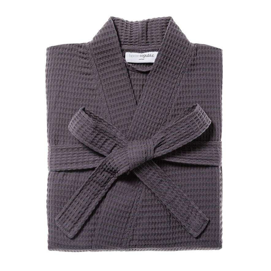 Turkish Cotton Waffle Bathrobe Coal Adairs
