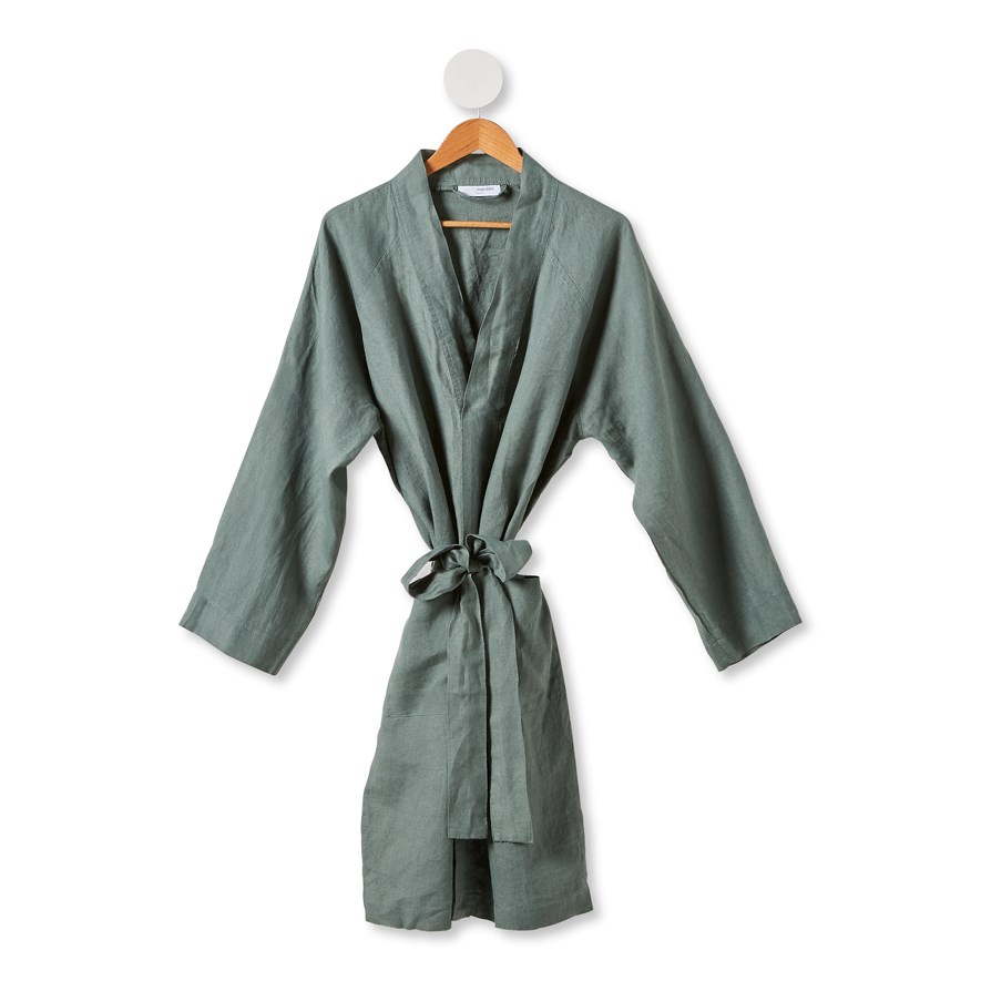Vintage Washed Cypress Linen Robe Adairs